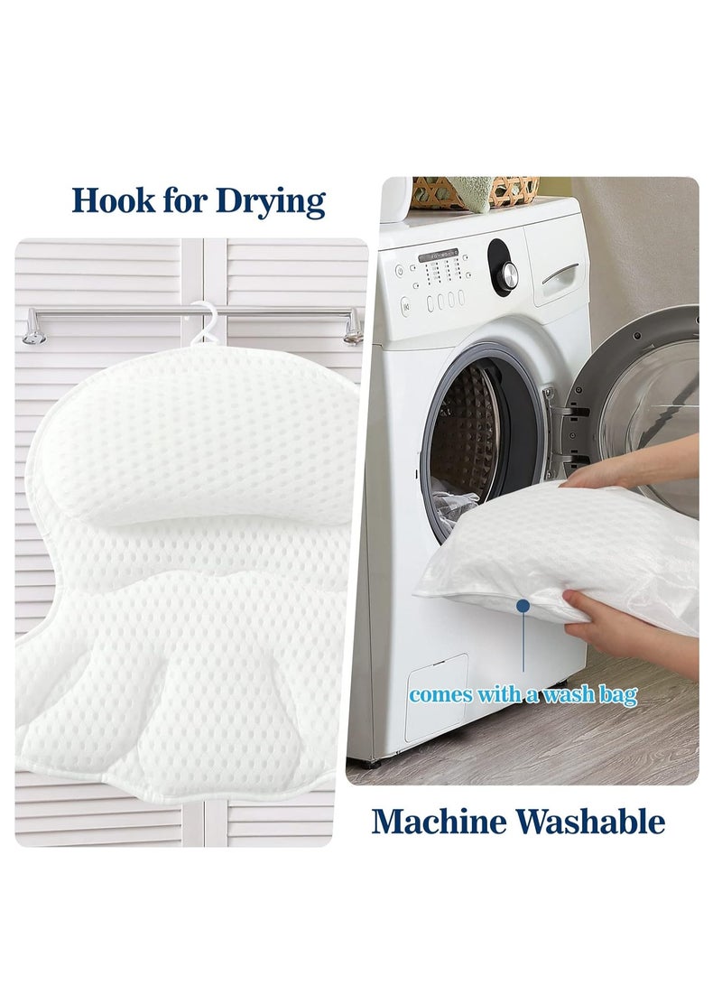 Bath Pillow Bathtub Pillow, Luxury Bath Pillows for Tub Neck and Back Support, Bath Tub Pillow Headrest with Soft 4D Mesh Fabric and Non-Slip Suction Cups, Relaxing Bath Accessories Spa Gifts