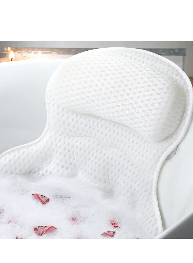 Bath Pillow Bathtub Pillow, Luxury Bath Pillows for Tub Neck and Back Support, Bath Tub Pillow Headrest with Soft 4D Mesh Fabric and Non-Slip Suction Cups, Relaxing Bath Accessories Spa Gifts