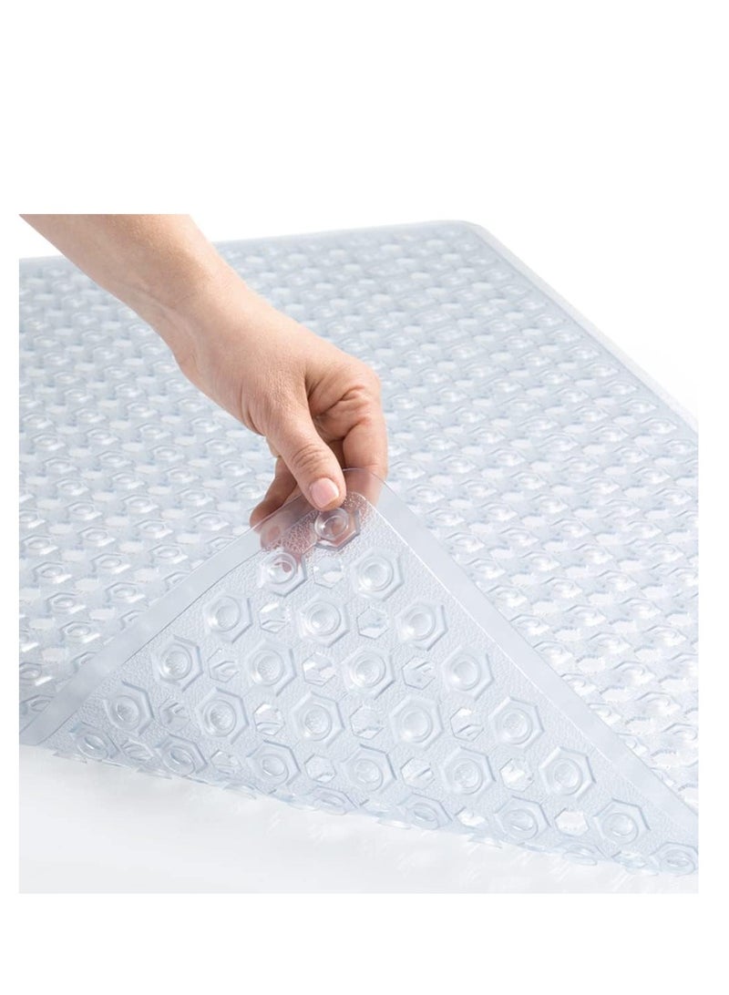 Gorilla Grip Patented Bath Tub Shower Mat, 35x16 Washable Bathtub Floor Mats, Suction Cups and Drain Holes to Keep Tubs Clean, Clear