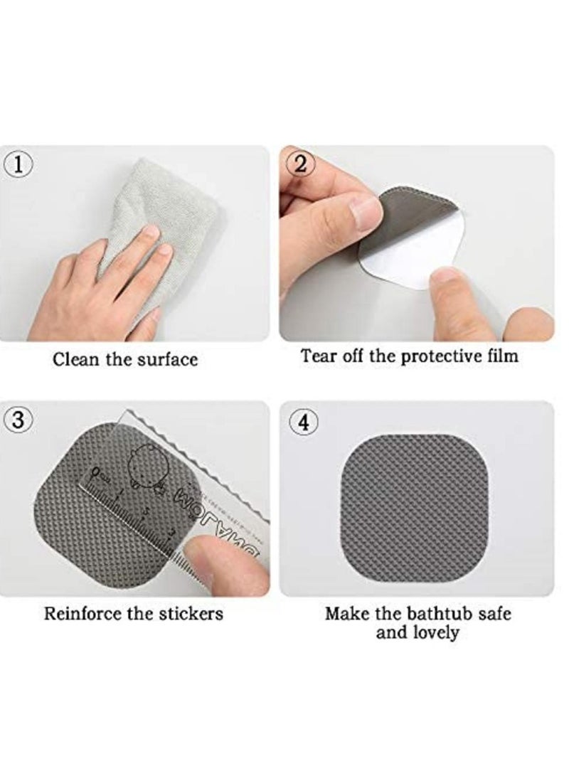 20 Pieces Adhesive Square Bath Treads, Non-Slip Bathtub Stickers, Non-Slip Traction Decals for Tubs, Showers, Pools, Boats, Stairs (Gray)