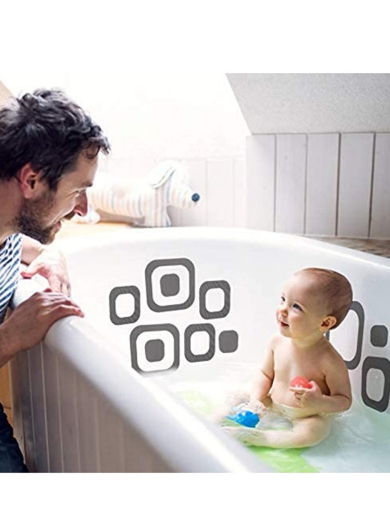 20 Pieces Adhesive Square Bath Treads, Non-Slip Bathtub Stickers, Non-Slip Traction Decals for Tubs, Showers, Pools, Boats, Stairs (Gray)