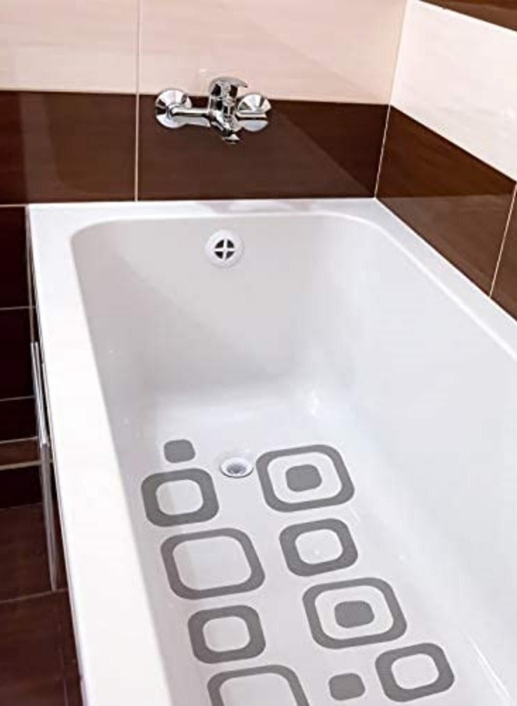 20 Pieces Adhesive Square Bath Treads, Non-Slip Bathtub Stickers, Non-Slip Traction Decals for Tubs, Showers, Pools, Boats, Stairs (Gray)