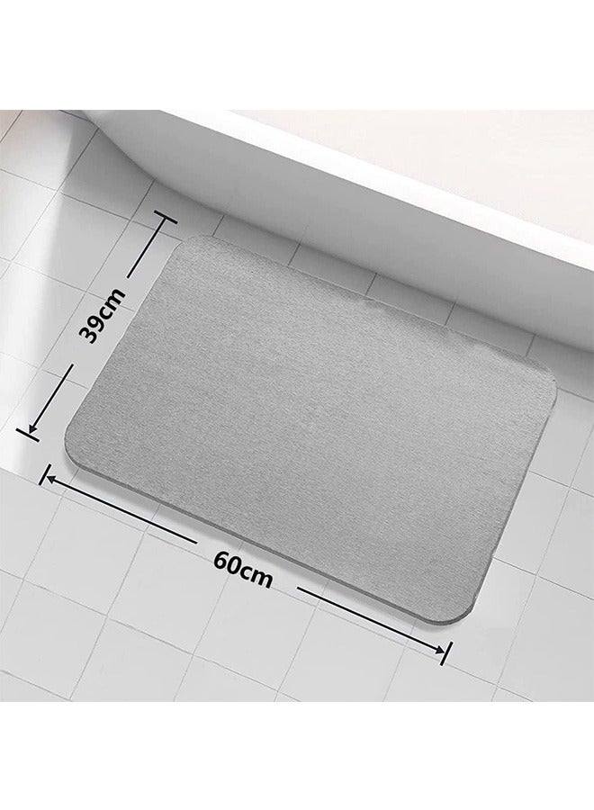 Stone Bath Mat, Diatomaceous Earth Shower Mat, Non-Slip Super Absorbent Quick Drying Bathroom Floor Mat, Natural, Easy to Clean.