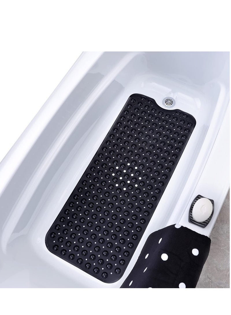 Non-Slip Bathtub and Shower Mat with 200 Suction Cups Anti-slip for Elderly Kids Extra Long for Bathroom Mats Mildew Resistant Machine Washable Black 100 x 40 cm