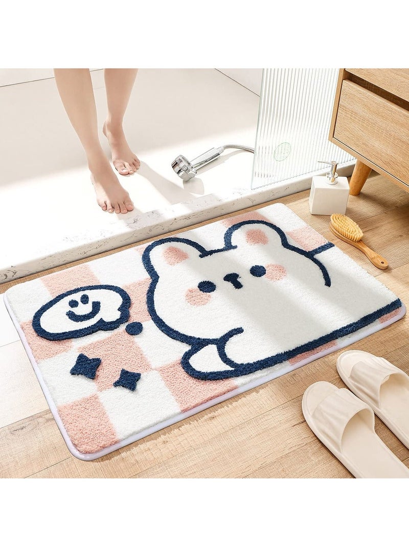 Animal Bathroom Rug Mat Extra Soft and Absorbent Bath Rugs Machine Wash Dry Non Slip Carpet for Tub Shower Room Rabbit 16x24In