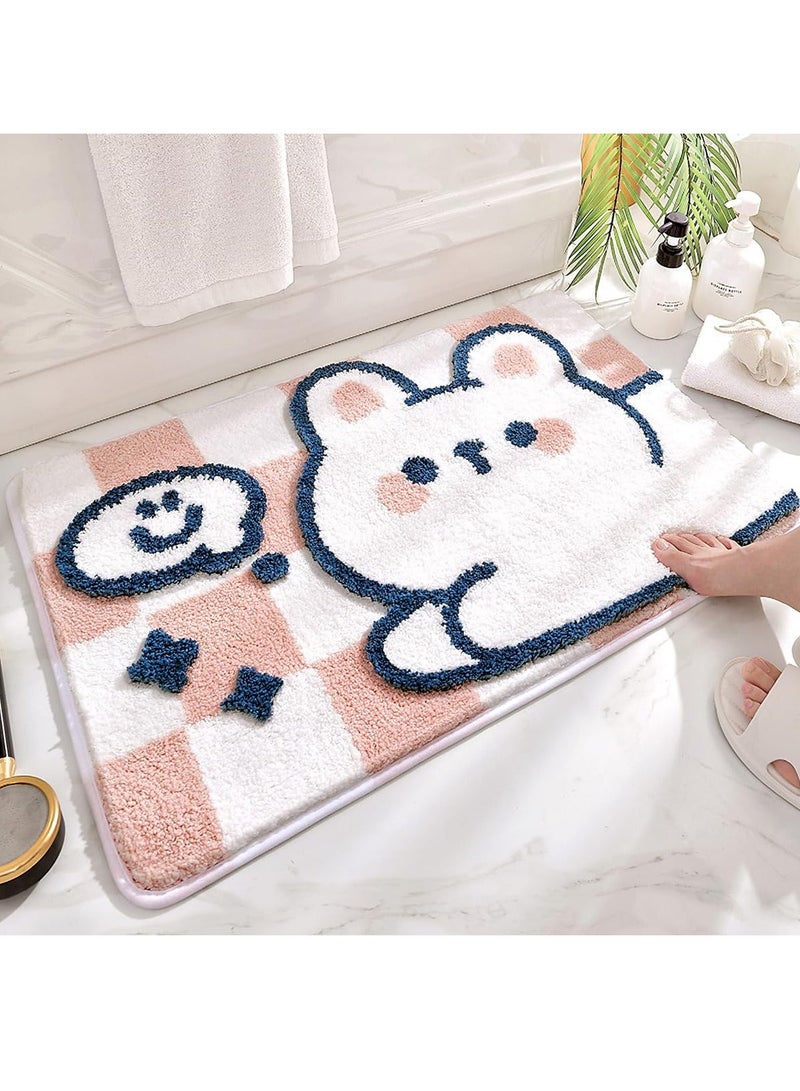 Animal Bathroom Rug Mat Extra Soft and Absorbent Bath Rugs Machine Wash Dry Non Slip Carpet for Tub Shower Room Rabbit 16x24In