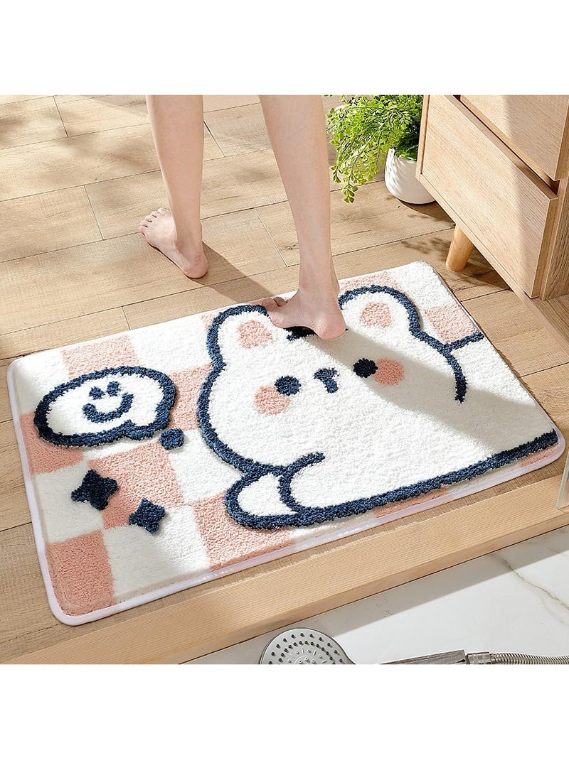 Animal Bathroom Rug Mat Extra Soft and Absorbent Bath Rugs Machine Wash Dry Non Slip Carpet for Tub Shower Room Rabbit 16x24In