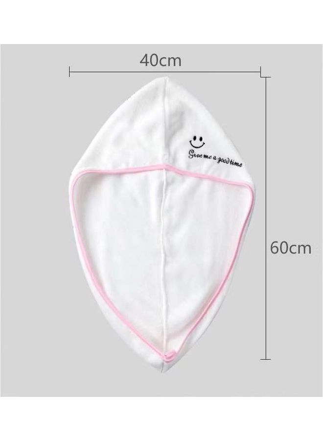 Codall Microfiber Hair Towel with Embrodeiry Beside White/Pink Free Size