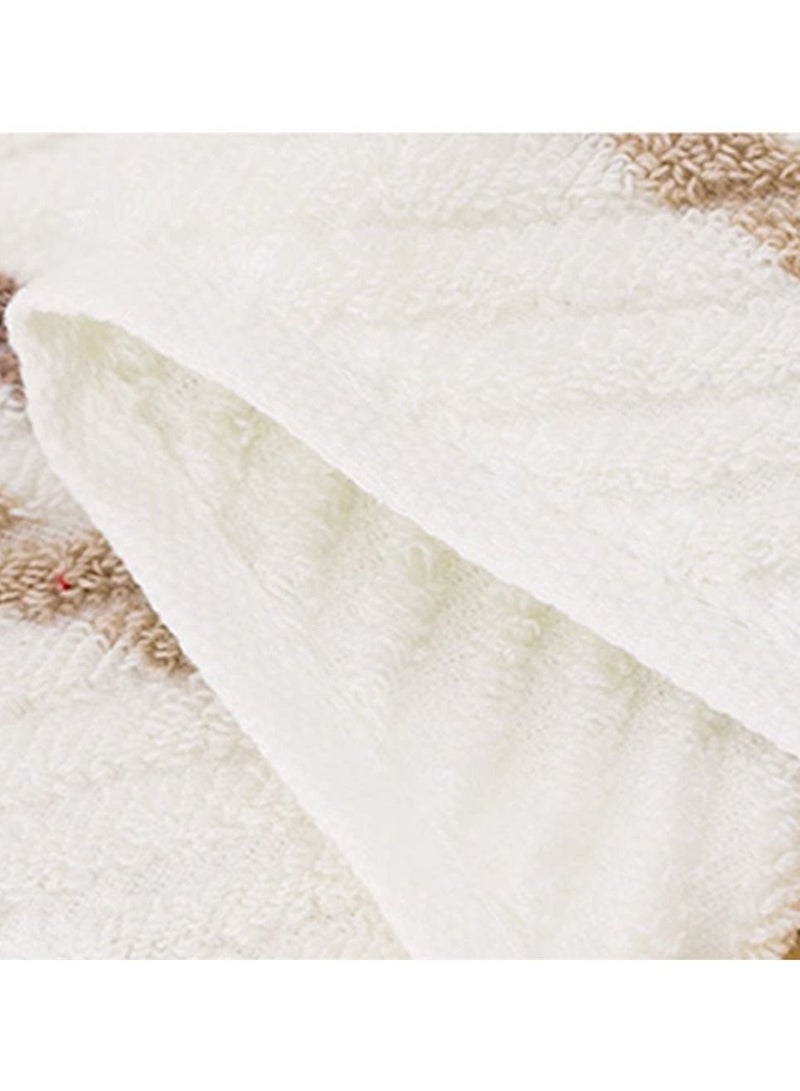 Cotton Towels, SYOSI Striped Pattern 100% Super Soft Highly Absorbent Hand Towel for Bathroom 13.4 x 29.5 Inch 4 Sets (Green and Coffee)