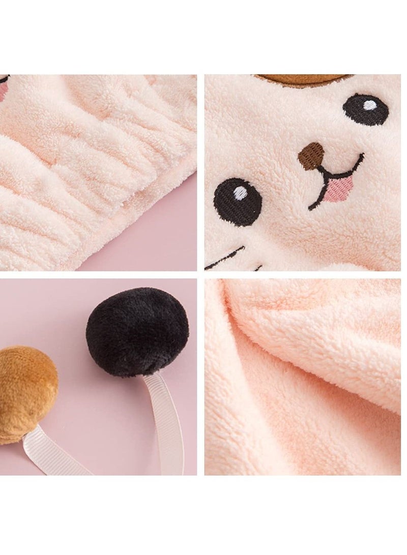 Hair Drying Caps, 2 Packs Microfiber Towel Wrap for Women Girls, Ultra Absorbent Quick Dry Turban Long, Curly & Thick (Kitty)