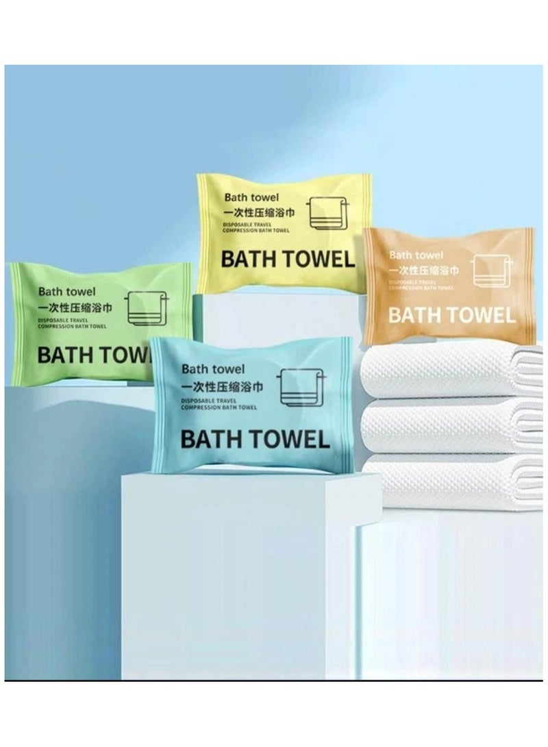 4 PCS Compressed Bath Towel - Portable, Quick-Dry, Eco-Friendly Expandable Towels for Travel, Camping, Gym, and Home Use, Soft Absorbent Body Bath Towels Individually Packed Bath Towels Multicolor