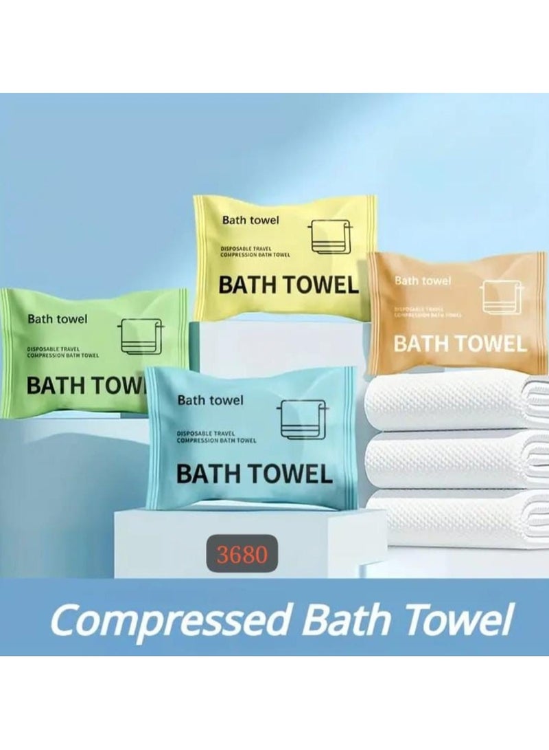 4 PCS Compressed Bath Towel - Portable, Quick-Dry, Eco-Friendly Expandable Towels for Travel, Camping, Gym, and Home Use, Soft Absorbent Body Bath Towels Individually Packed Bath Towels Multicolor