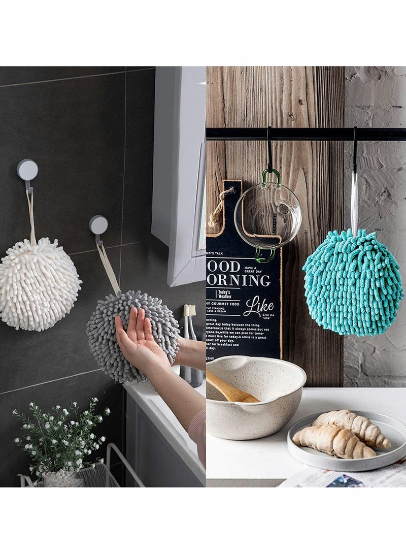 3 Bags Of Hanging Bathroom Towel Super Fluffy Chenille Ball Towel Can Immediately Dry Hands With High Water Absorption