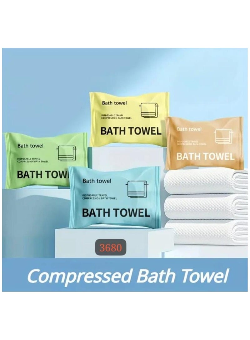 4 PCS Compressed Bath Towel - Portable, Quick-Dry, Eco-Friendly Expandable Towels for Travel, Camping, Gym, and Home Use, Soft Absorbent Body Bath Towels Individually Packed Bath Towels