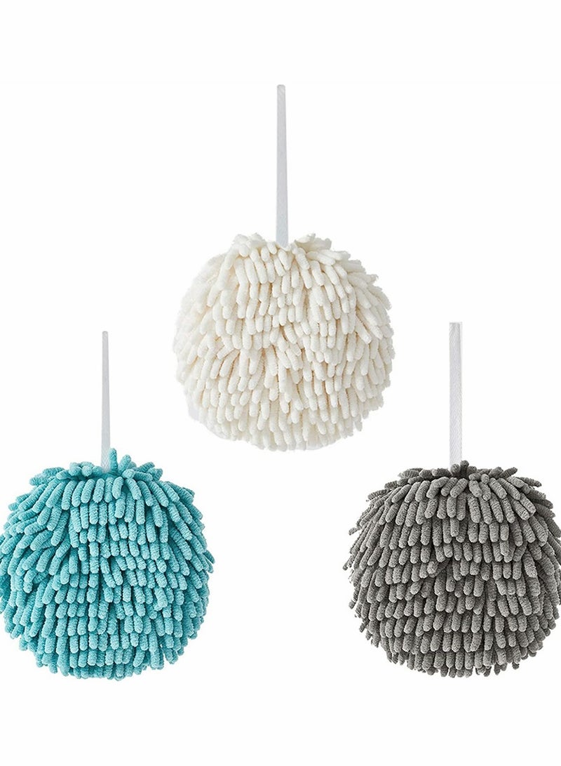 3 Bags Of Hanging Bathroom Towel Super Fluffy Chenille Ball Towel Can Immediately Dry Hands With High Water Absorption