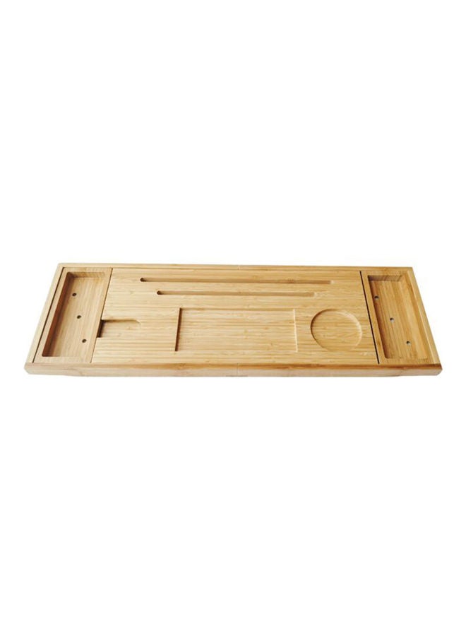 Extendable Bathtub Bamboo Caddy Tray Organizer Brown 8.66 X 27.55 X 1.18inch