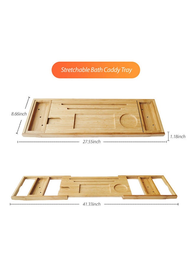 Extendable Bathtub Bamboo Caddy Tray Organizer Brown 8.66 X 27.55 X 1.18inch