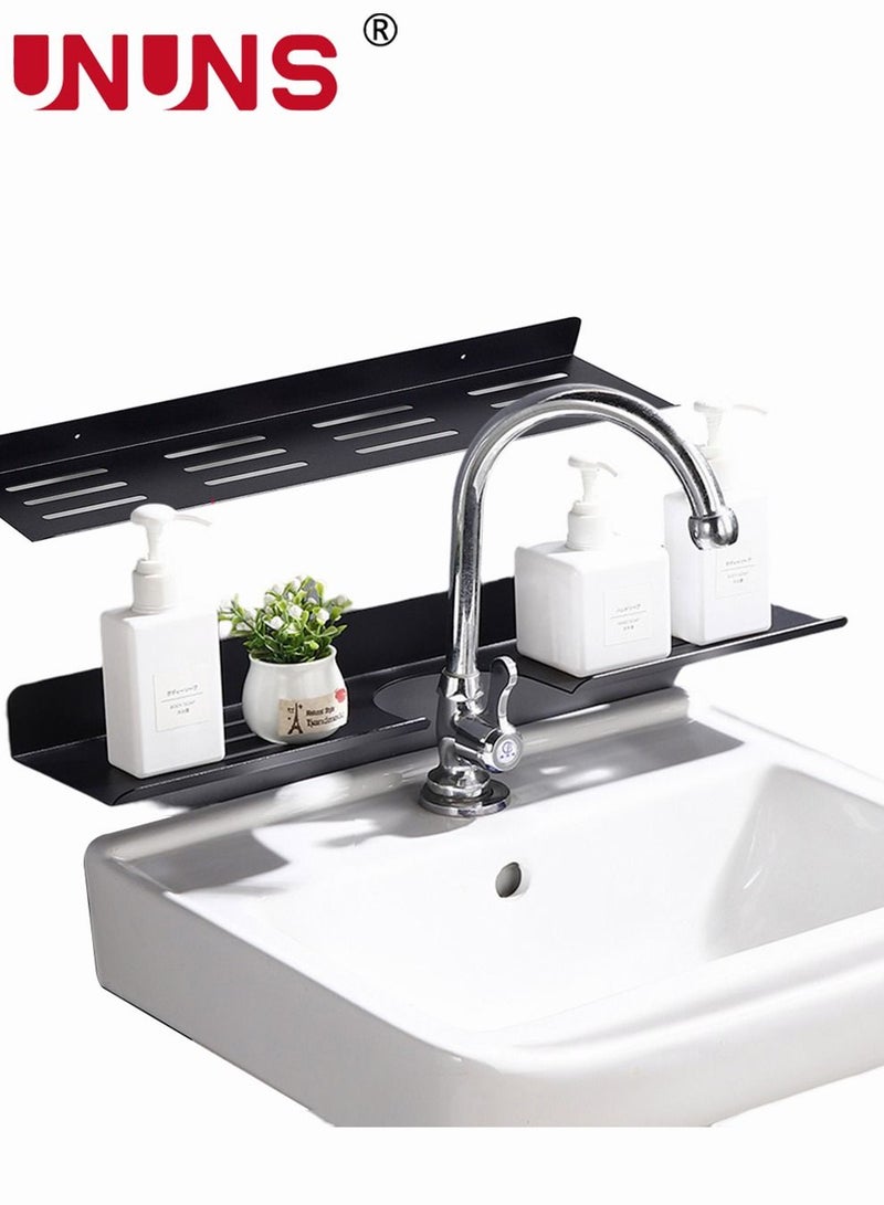 Wall Mounted Floating Shelf,U-Shaped Faucet Rustproof Shelve,2 Rack Shower Caddy Black,Shelf Storage Organizer