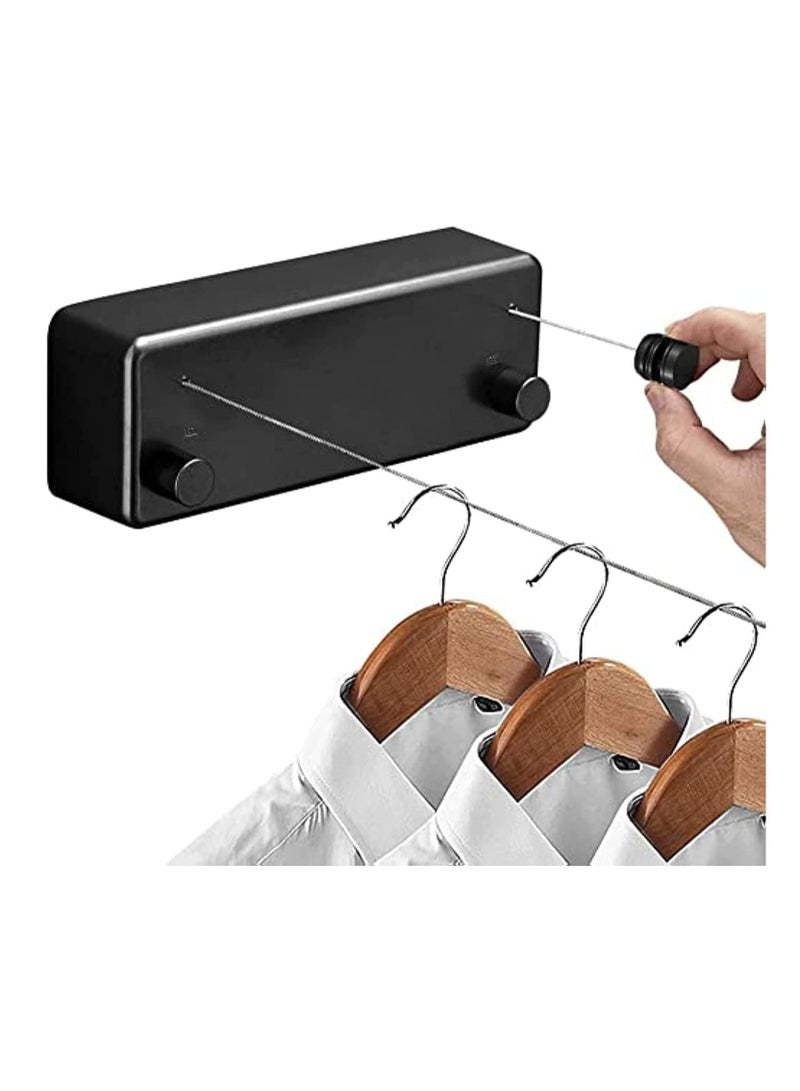 Retractable Clothesline (Double line), Indoor Outdoor Wall Mounted Clothes Dryer Rope Clothing Retracting Adjustable Stainless Steel Line, 13.8 Feet