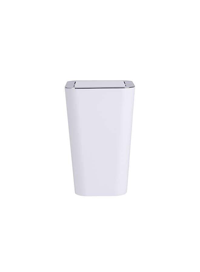 Candy Swing Cover Bin, Polystyrene, Home and Bathroom Waste Can, Lidded Dustbin, Lightweight & Sturdy, 6L Capacity, 18x28.5x18cm, White