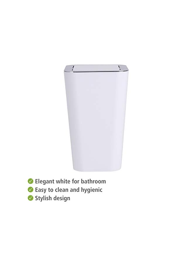 Candy Swing Cover Bin, Polystyrene, Home and Bathroom Waste Can, Lidded Dustbin, Lightweight & Sturdy, 6L Capacity, 18x28.5x18cm, White
