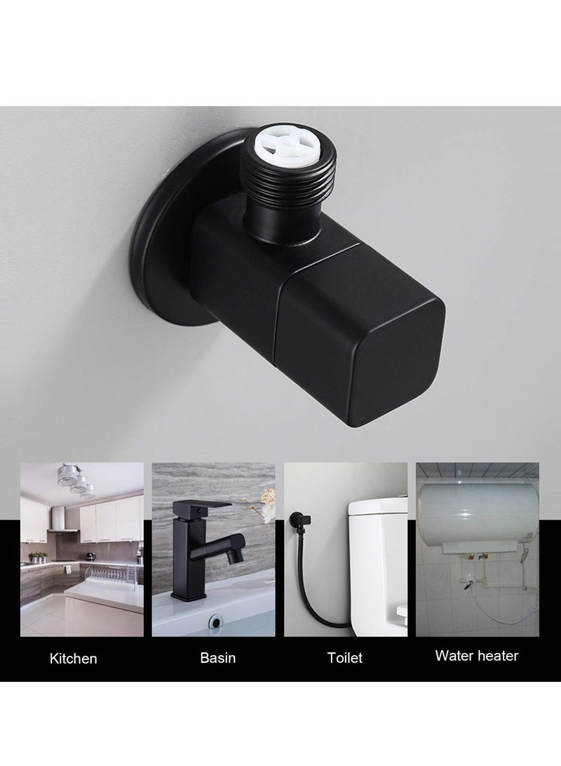 Valve Mixer Water Stop G1/2 Angle Bathroom Toilet Washbasin Accessory Black for Home Office