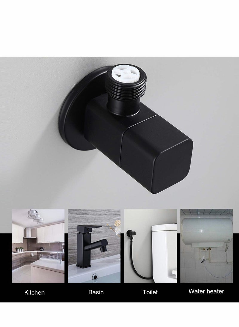 Valve Mixer Water Stop G1/2 Angle Bathroom Toilet Washbasin Accessory Black for Home Office