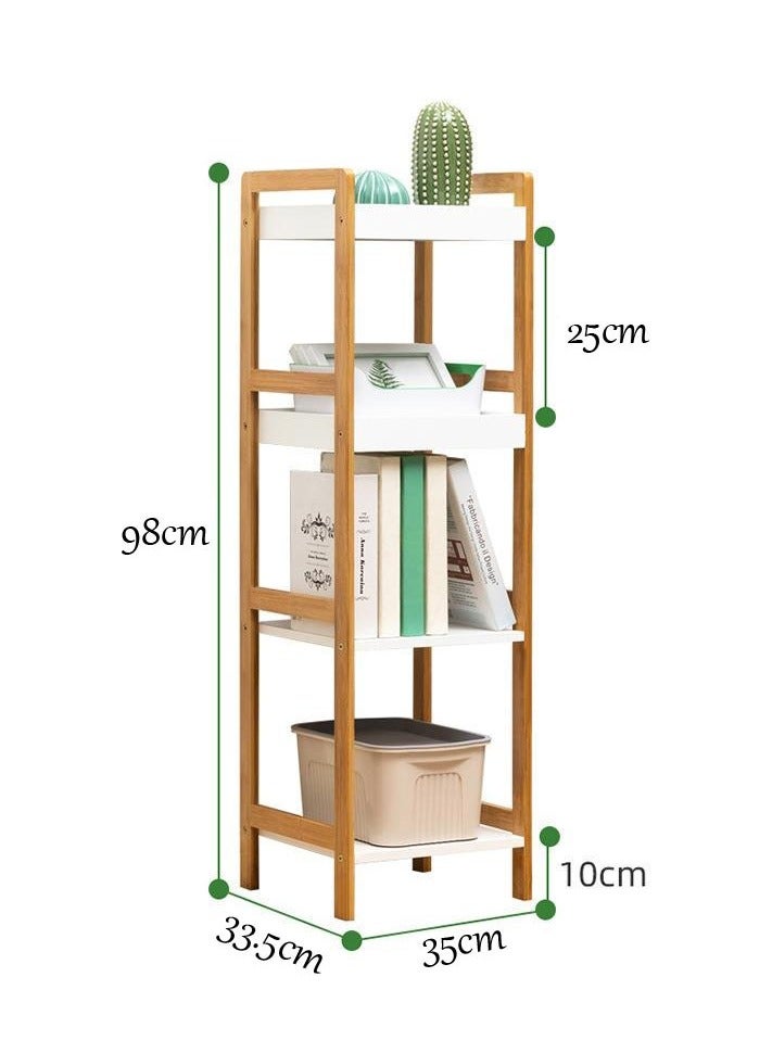 FFD Multipurpose Bamboo Bathroom Storage Organizer Rack - Versatile Shelf for Flowers, Plants, and Wooden Bookcase