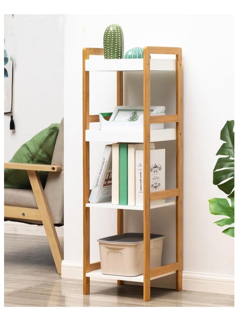 FFD Multipurpose Bamboo Bathroom Storage Organizer Rack - Versatile Shelf for Flowers, Plants, and Wooden Bookcase