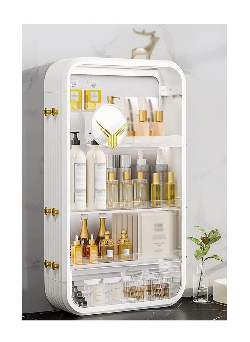 Luxury Cosmetics Storage Box Non Perforated Wall Shelf In Kitchen Bathroom Skin Care Product Shelf Large Capacity Vanity Stand