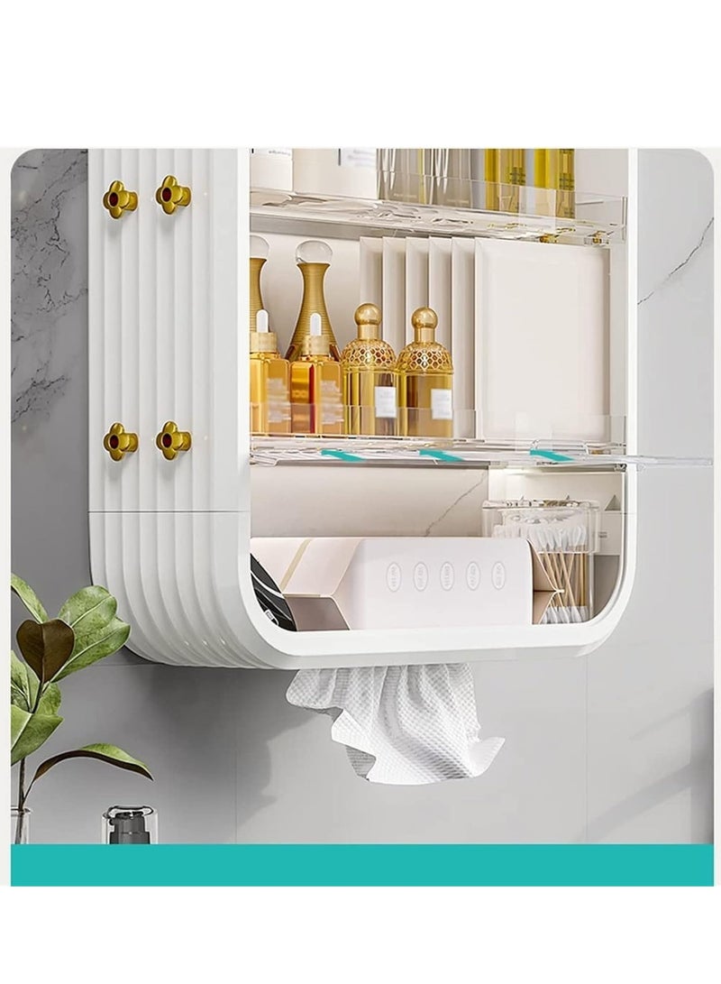 Luxury Cosmetics Storage Box Non Perforated Wall Shelf In Kitchen Bathroom Skin Care Product Shelf Large Capacity Vanity Stand