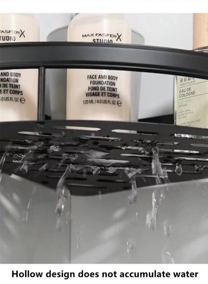 3-Pieces Bathroom Shelf Shower Shampoo Soap Organizer Wall Mounts Storage Rack Aluminum  Alloy Black 28x21x5 Centimeter