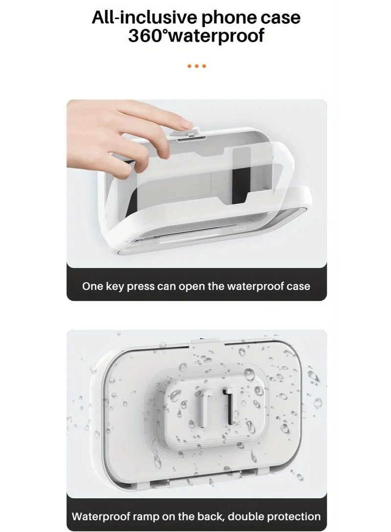 Universal Waterproof Wall Mounted Phone Case, No-Trace Hanging Phone Box, Bathroom Sealed Phone Holder, Wall Hanging Mobile Phone Organizer