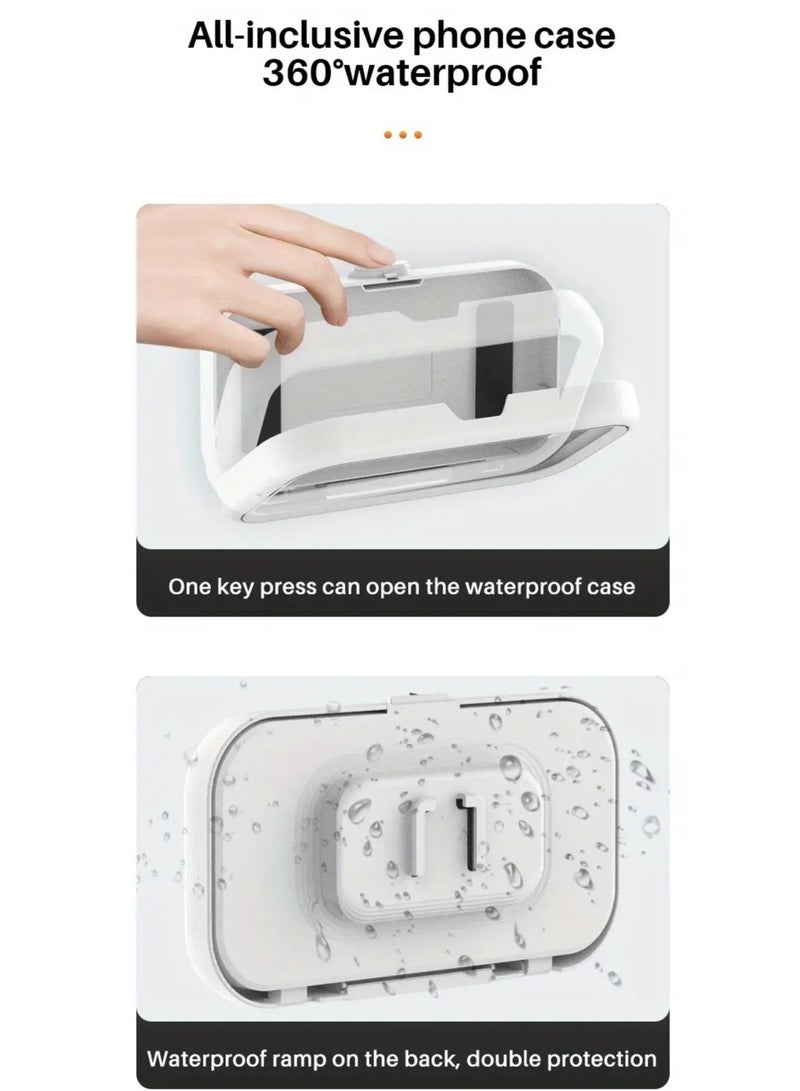 Universal Waterproof Wall Mounted Phone Case, No-Trace Hanging Phone Box, Bathroom Sealed Phone Holder, Wall Hanging Mobile Phone Organizer