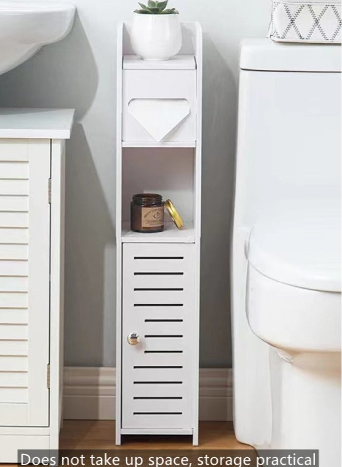 1-Piece Bathroom Multifunction Storage Cabinet Shower Shampoo Shelf Soap Organizer Storage Rack White 15x17x80 Centimeter