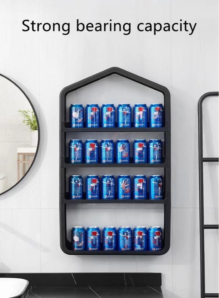 1-Piece 4 Tier Bathroom Shelf Shower Shampoo Soap Organizer Wall Mounts Storage Rack Silver 82.5x49.5x9 Centimeter