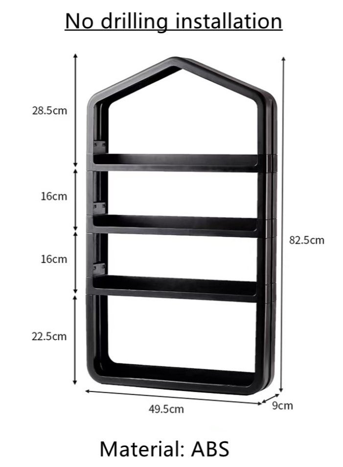 1-Piece 4 Tier Bathroom Shelf Shower Shampoo Soap Organizer Wall Mounts Storage Rack Silver 82.5x49.5x9 Centimeter