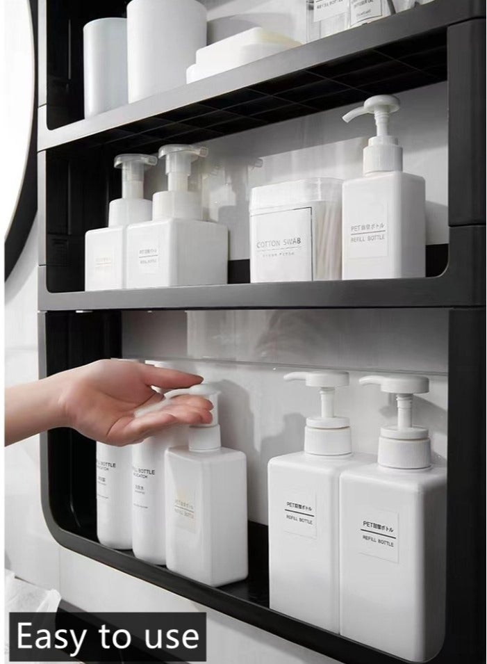 1-Piece 4 Tier Bathroom Shelf Shower Shampoo Soap Organizer Wall Mounts Storage Rack Silver 82.5x49.5x9 Centimeter