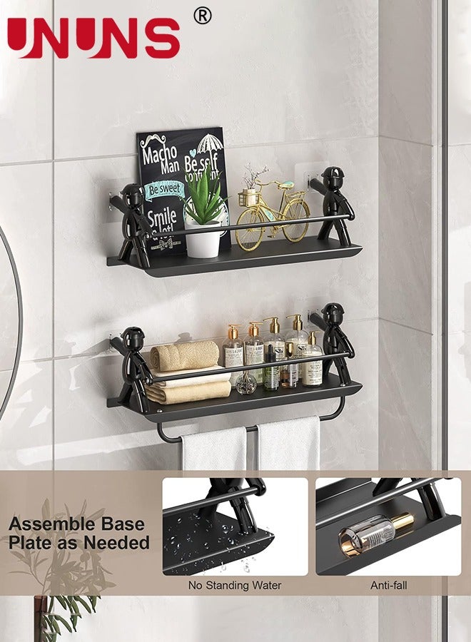 Shower Caddy Organizer,2-Pack Bathroom Shelf Storage Organizer With Towel Rack,Wall Mounted Humanoid Shaped Bathroom Hardware For Washroom Toilet Kitchen