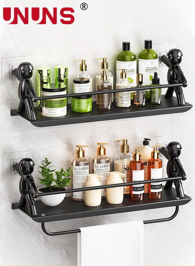 Shower Caddy Organizer,2-Pack Bathroom Shelf Storage Organizer With Towel Rack,Wall Mounted Humanoid Shaped Bathroom Hardware For Washroom Toilet Kitchen