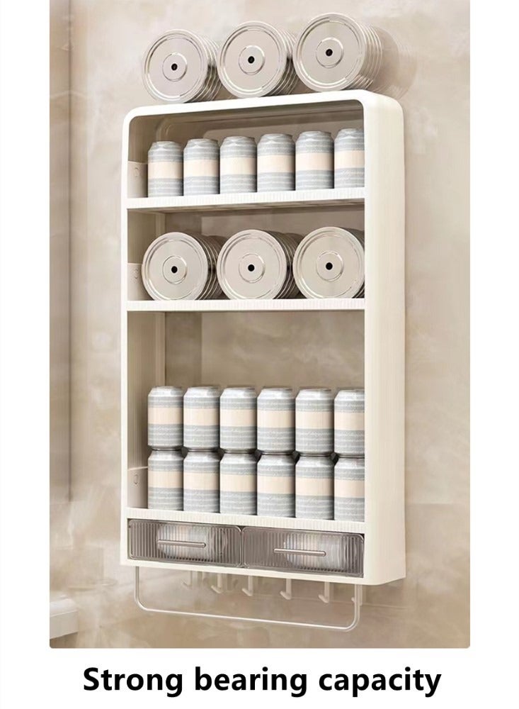 4 Tire Wall Makeup Cosmetic Storage Box White 40x10x67.5 cm