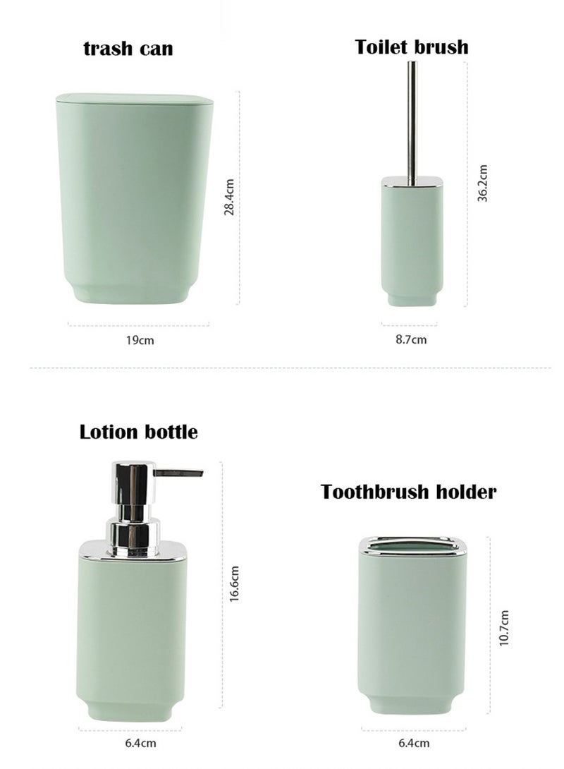 Plastic Toothbrush Holder Bathroom Daily Products Bathroom Cleaning Set Hotel Toilet Brush Six Piece Set (Color: White)