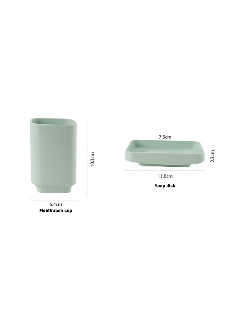 Plastic Toothbrush Holder Bathroom Daily Products Bathroom Cleaning Set Hotel Toilet Brush Six Piece Set (Color: White)