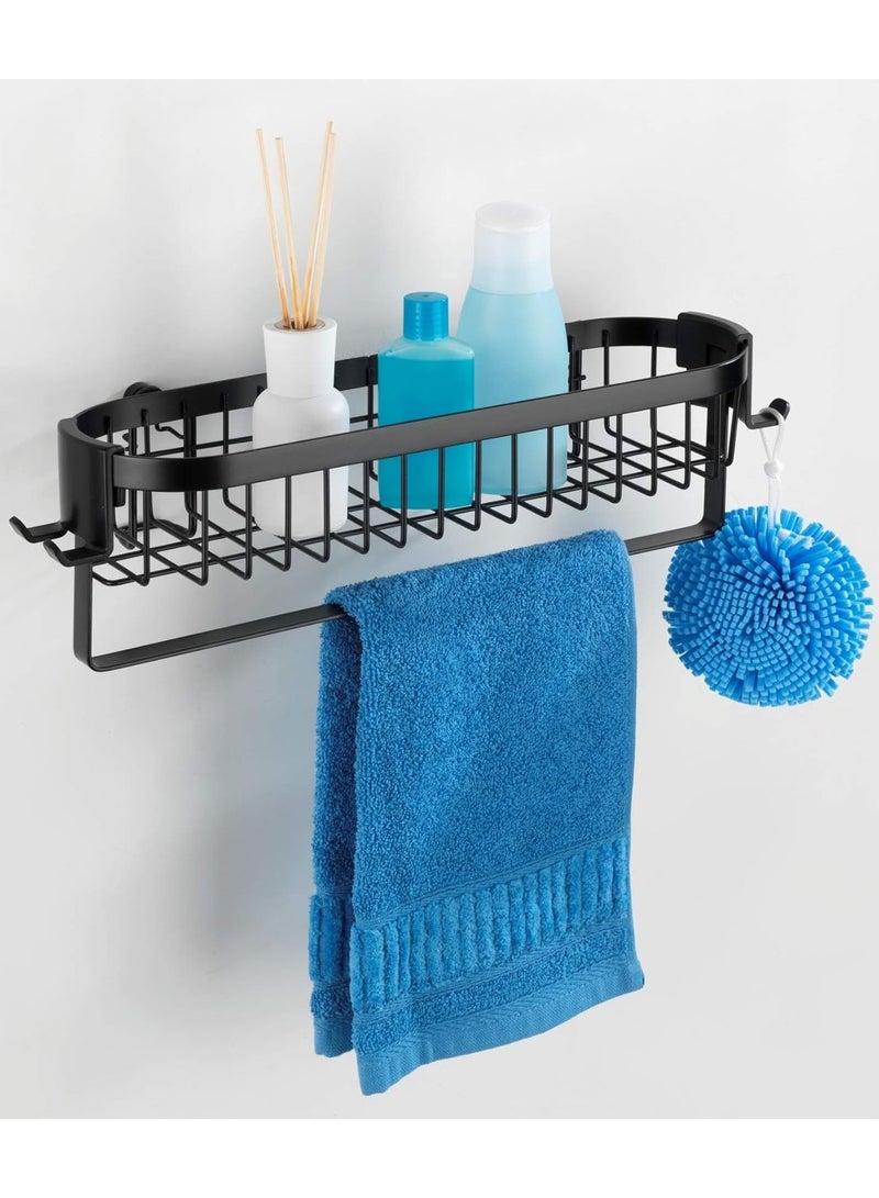 Wenko Classic Plus Black Steel Wall Shelf with Hooks, Black