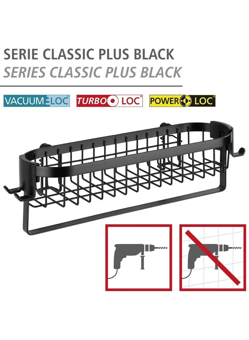 Wenko Classic Plus Black Steel Wall Shelf with Hooks, Black