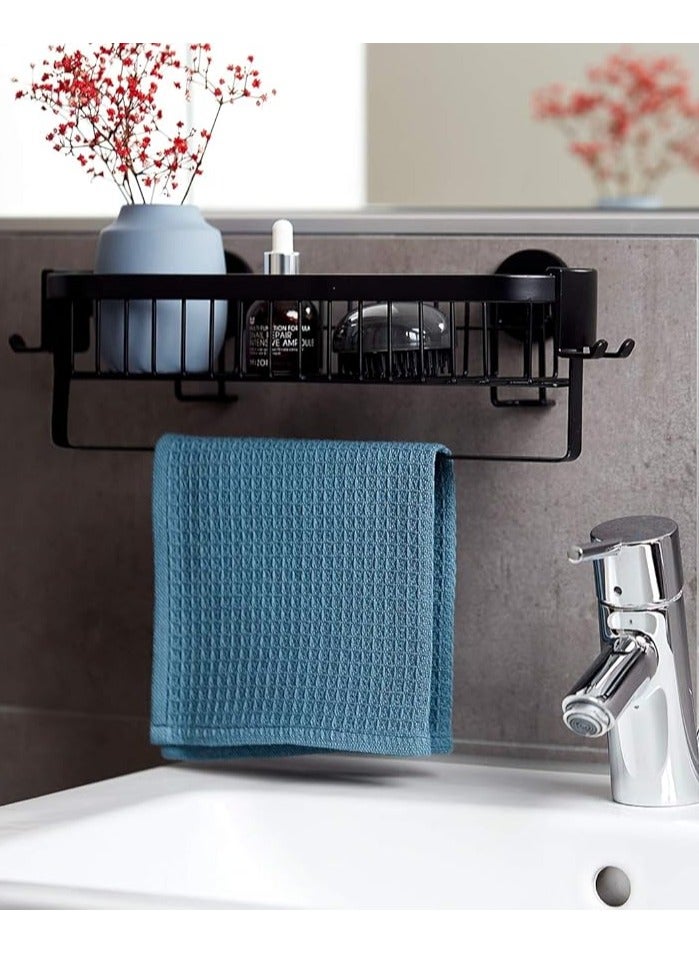 Wenko Classic Plus Black Steel Wall Shelf with Hooks, Black