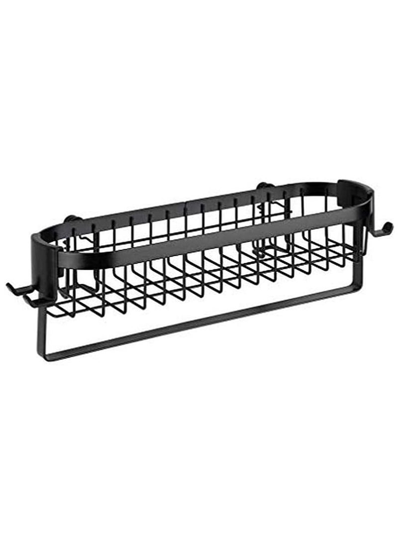 Wenko Classic Plus Black Steel Wall Shelf with Hooks, Black