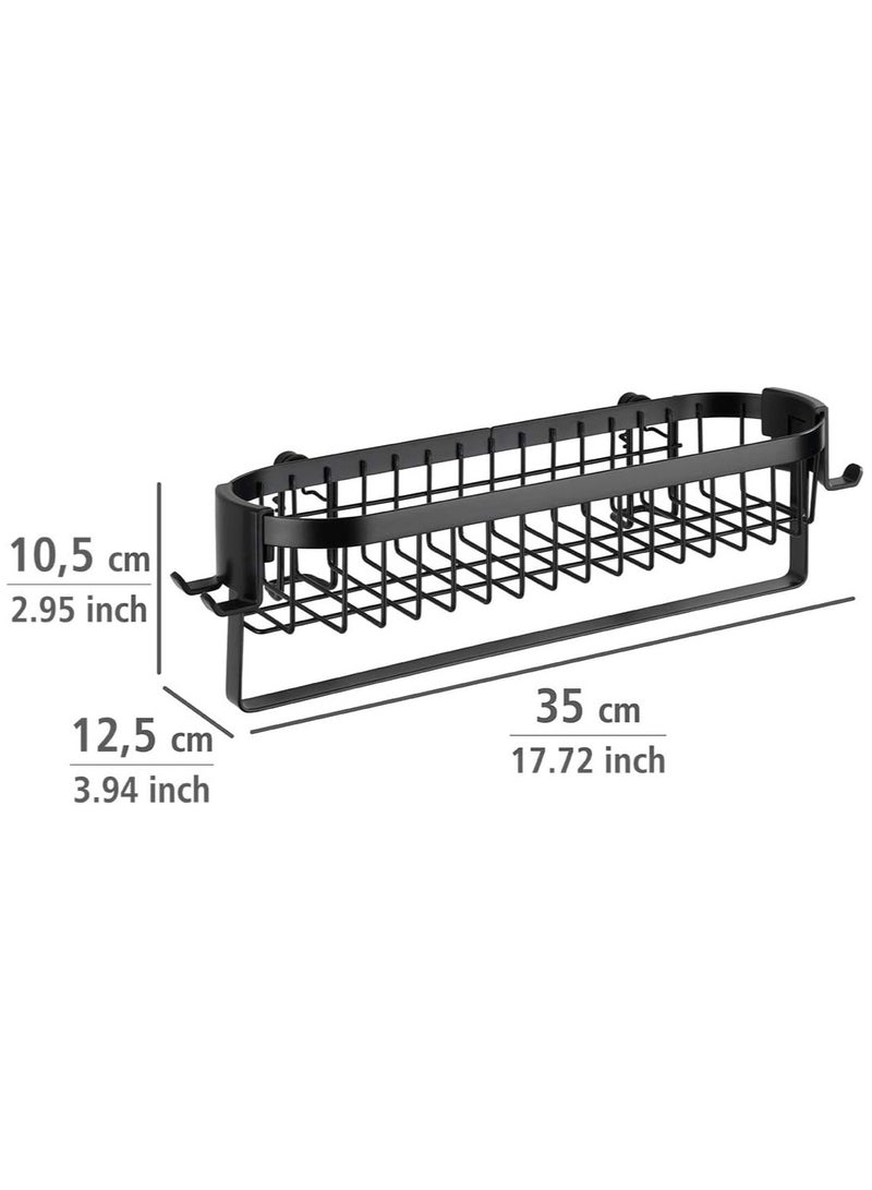 Wenko Classic Plus Black Steel Wall Shelf with Hooks, Black