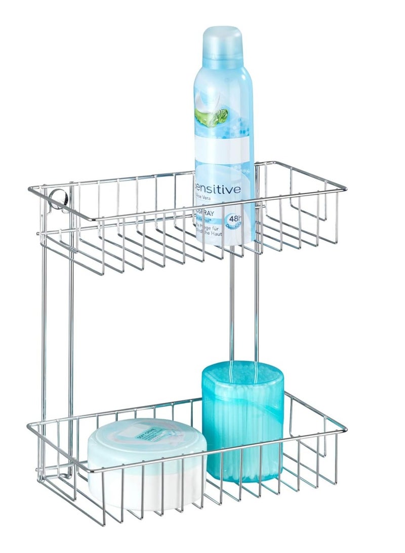 WENKO 2 Tier Wall Rack Classic fixing without drilling, Steel, Chrome