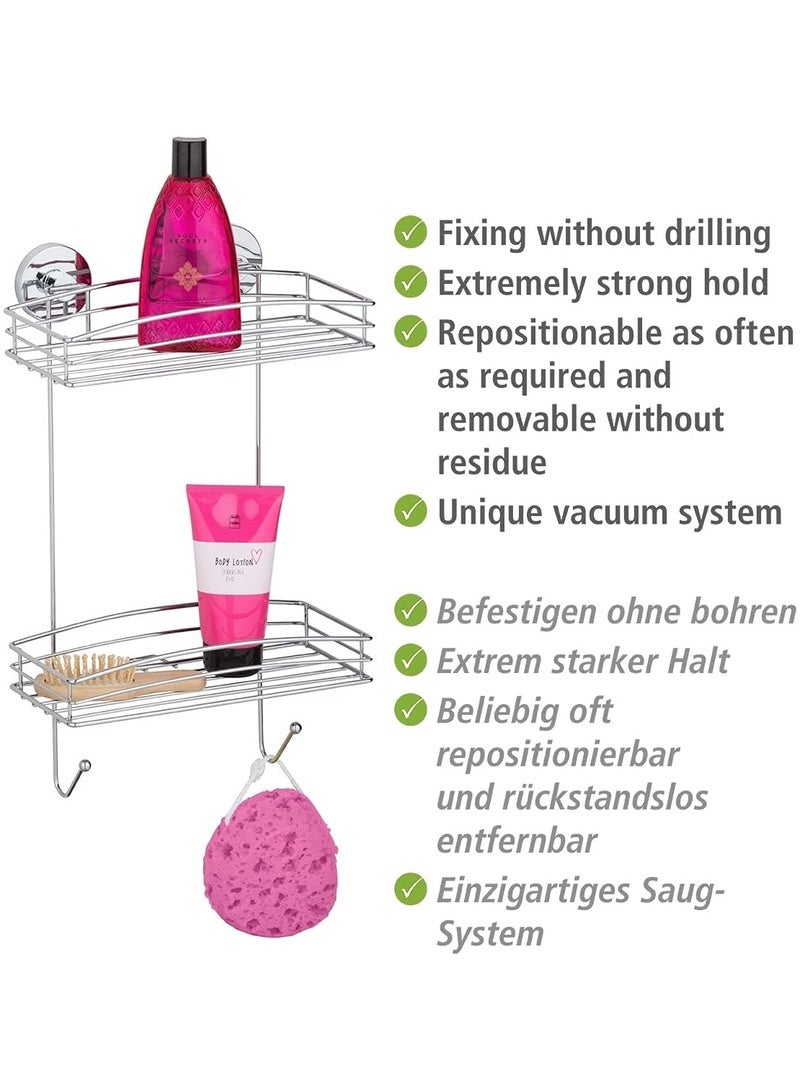 WENKO Vacuum Loc 2 Tier wall rack  fixing without drilling, Steel, Chrome